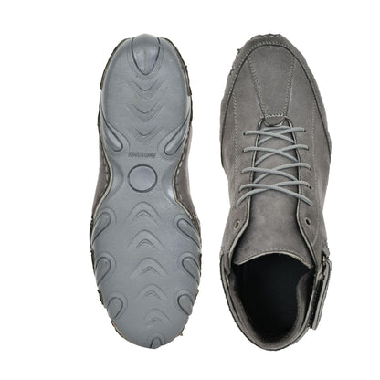 Styliscope Men's Grey Suede Casual Shoes