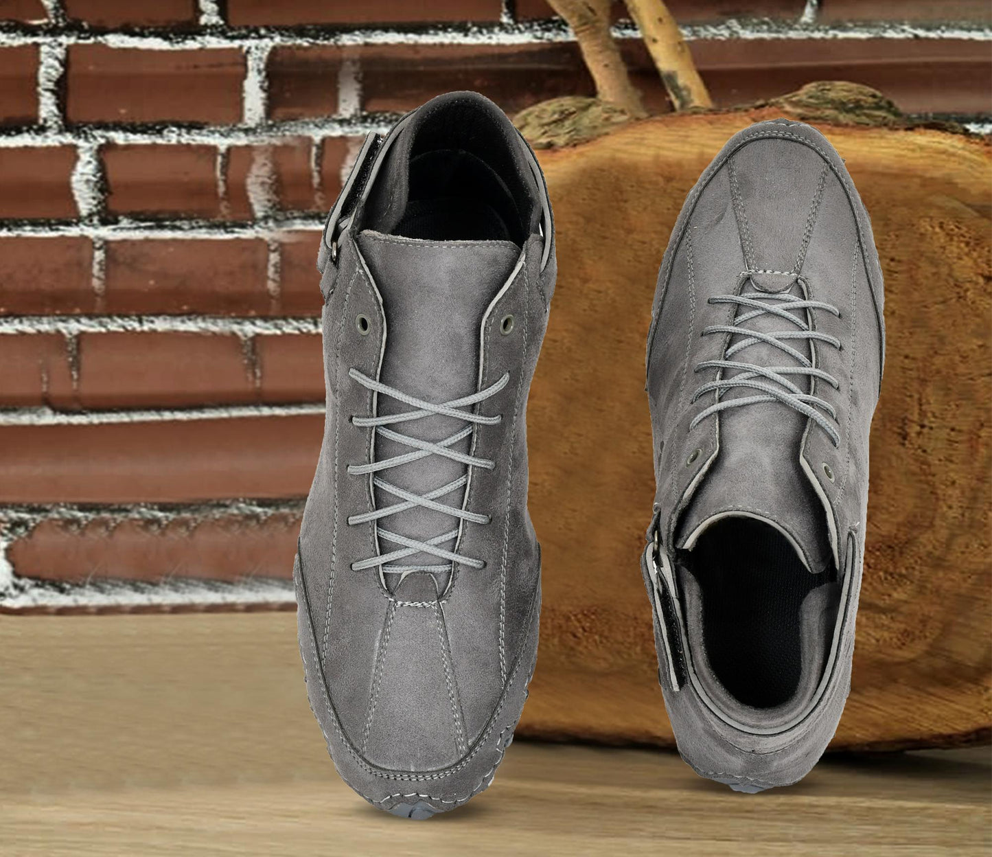 Styliscope Men's Grey Suede Casual Shoes