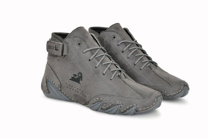 Styliscope Men's Grey Suede Casual Shoes